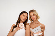 Two women holding the Self Made Eye Mask and Lifted Forehead Mask, Ohra Beauty reusable skincare masks